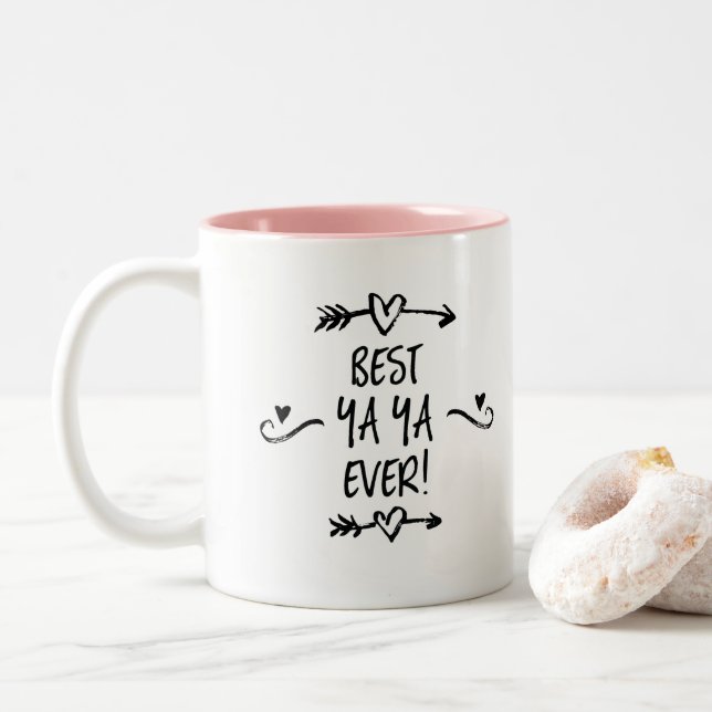 Caneca De Café Em Dois Tons Melhor YaYa de Todos os Tempos (Com Donut)