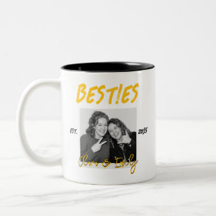Caneca De Café Em Dois Tons Melhores Amigas Desde Foto Personalizada