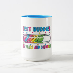 Caneca De Café Em Dois Tons Melhores Amigos 25 Anos e Contando