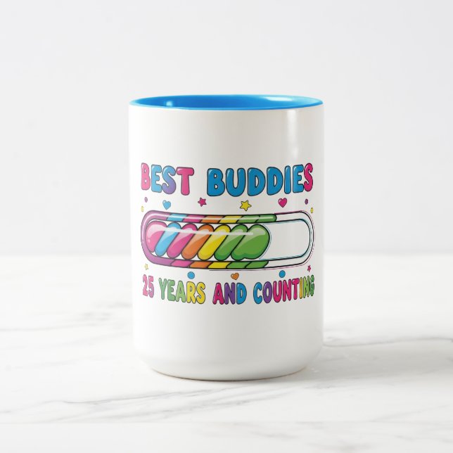 Caneca De Café Em Dois Tons Melhores Amigos 25 Anos e Contando (Centro)