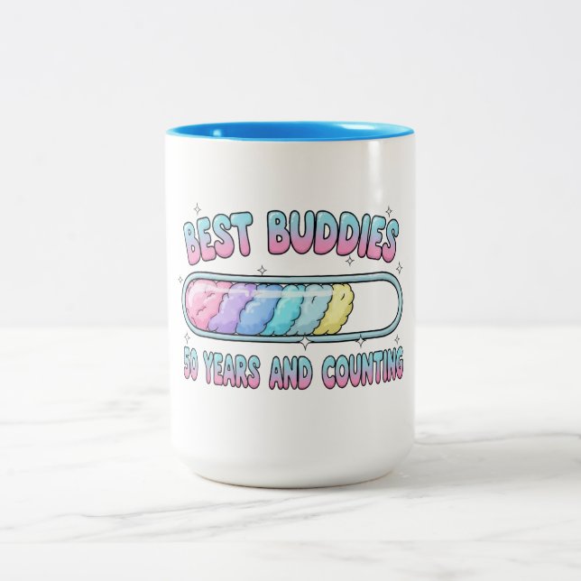 Caneca De Café Em Dois Tons Melhores Amigos 50 Anos e Contando (Centro)