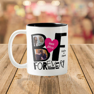 Caneca De Café Em Dois Tons Melhores Amigos para sempre BFF Coração Rosa Bon