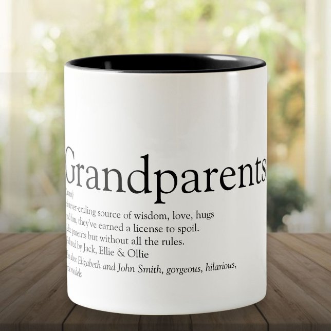 Caneca De Café Em Dois Tons Melhores Avós do Mundo Definição (Worlds Best Ever Grandparents Definition Two-Tone Coffee Mug)