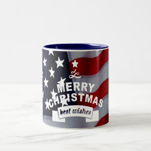 Caneca De Café Em Dois Tons Melhores Desejos Feliz Natal Estados Unidos Arte d
