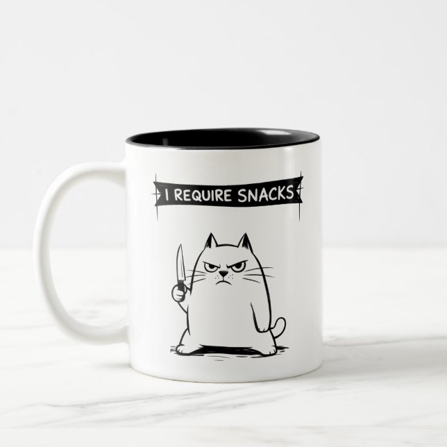 Caneca De Café Em Dois Tons Meme de Gato Engraçado Eu Preciso de Lanches  (Esquerda)