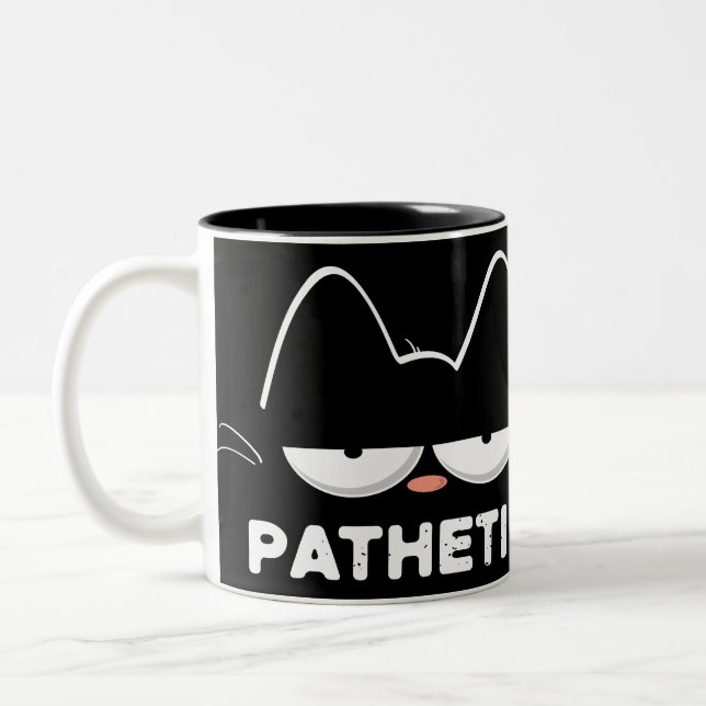 Caneca De Café Em Dois Tons Meme de Gato Patético (Esquerda)