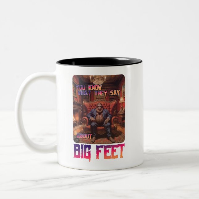 Caneca De Café Em Dois Tons Memória Engraçado Pé Grande (Esquerda)