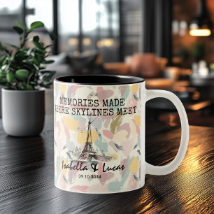 Caneca De Café Em Dois Tons Memória Paris Personalizada - Marco de Arte de Lin