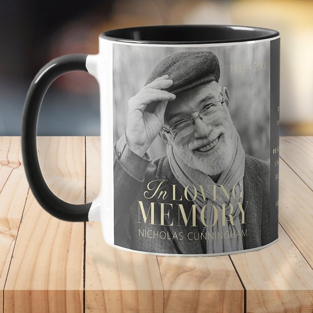 Caneca De Café Em Dois Tons Memorial Elegante Moderno de Memória Amante (Criador carregado)