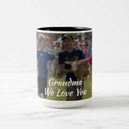 Caneca De Café Em Dois Tons Memórias Especiais Foto da Família Vovó Nós Amamos