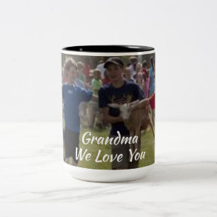 Caneca De Café Em Dois Tons Memórias Especiais Foto da Família Vovó Nós Amamos