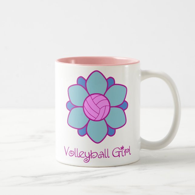 Caneca De Café Em Dois Tons Menina azul do voleibol (Direita)