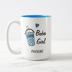 Caneca De Café Em Dois Tons Menina Boba do Coração de Amor Personalizada Novid