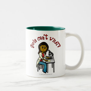 Caneca De Café Em Dois Tons Menina Cientista Escura