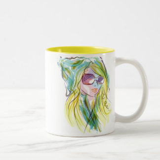 Caneca De Café Em Dois Tons Menina da forma