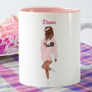 Caneca De Café Em Dois Tons Menina de cor rosa Malibu Personalizado Café