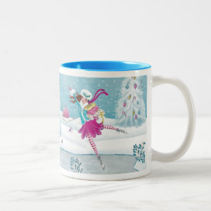 Caneca De Café Em Dois Tons Menina de patinagem - caneca de dois tons