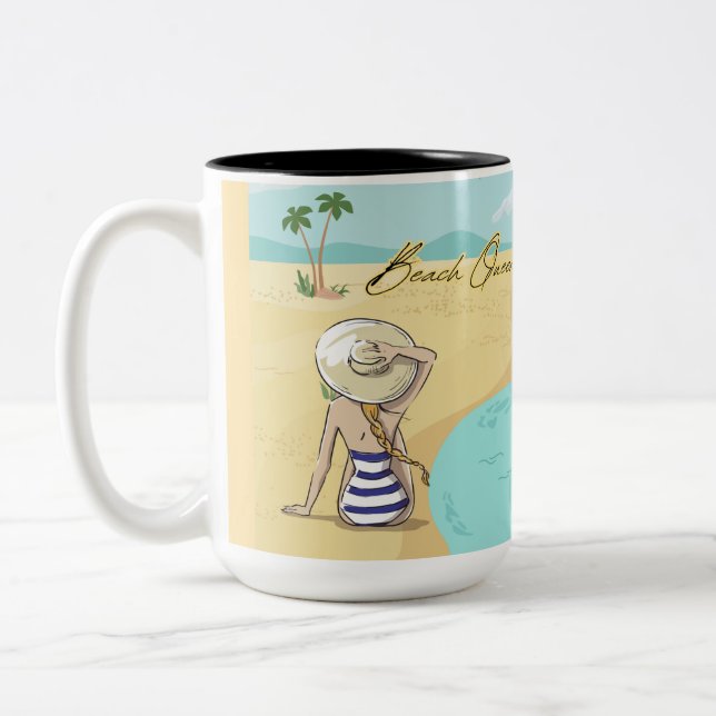 Caneca De Café Em Dois Tons menina de praia (Esquerda)