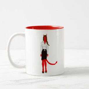Caneca De Café Em Dois Tons menina diabólica