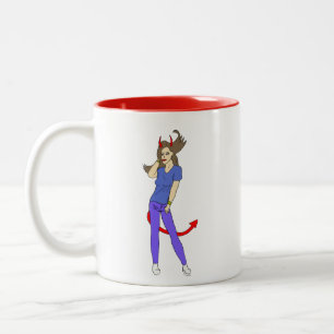 Caneca De Café Em Dois Tons menina diabólica