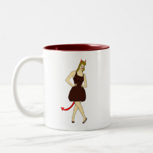 Caneca De Café Em Dois Tons menina diabólica