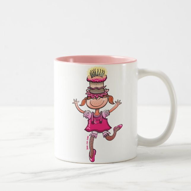 Caneca De Café Em Dois Tons Menina do feliz aniversario (Direita)