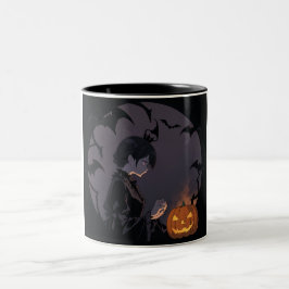 Caneca De Café Em Dois Tons menina do halloween