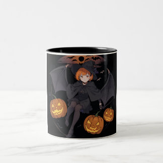 Caneca De Café Em Dois Tons menina do halloween