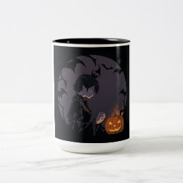 Caneca De Café Em Dois Tons menina do halloween