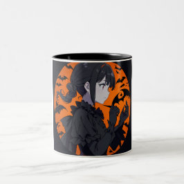 Caneca De Café Em Dois Tons menina do halloween