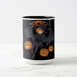 Caneca De Café Em Dois Tons menina do halloween