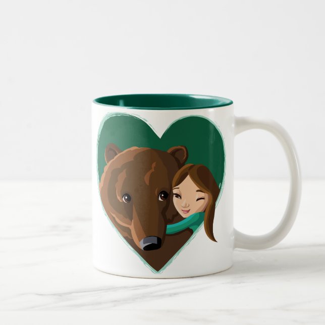 Caneca De Café Em Dois Tons Menina e urso (Direita)