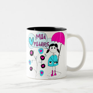 Caneca De Café Em Dois Tons Menina eu amo poças de lama