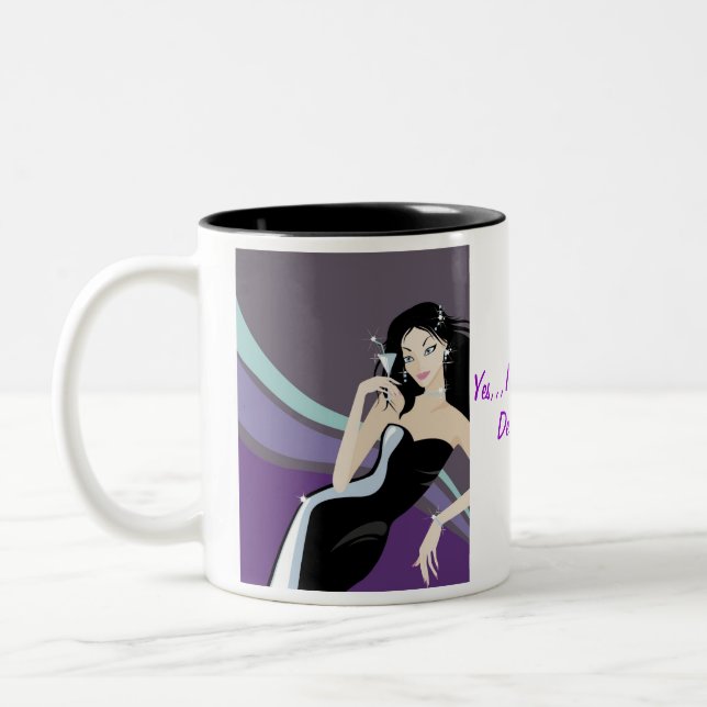 Caneca De Café Em Dois Tons menina extravagante do roxo com vidro de martini (Esquerda)