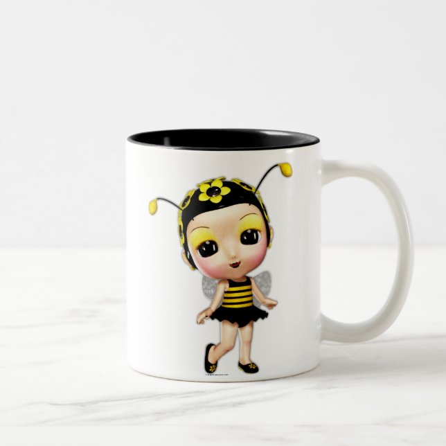 Caneca De Café Em Dois Tons Menina Lady Bumblebee Mug (Direita)