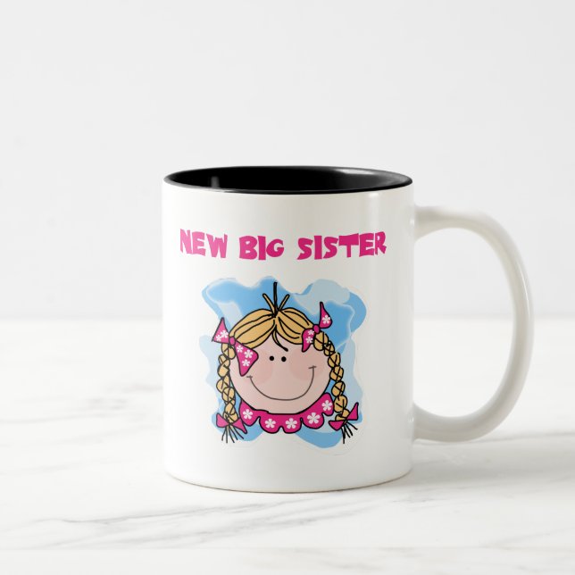 Caneca De Café Em Dois Tons Menina Loura Nova Irmã Grande (Direita)