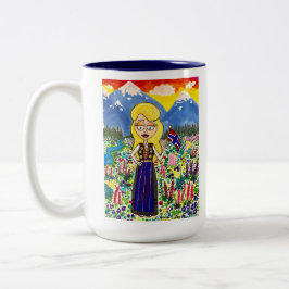 Caneca De Café Em Dois Tons Menina norueguesa em Bunad