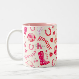Caneca De Café Em Dois Tons Menina rosa-branca, coqueteira monograma