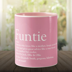 Caneca De Café Em Dois Tons Menina Rosa Engraçada, Tia Engraçada Definição