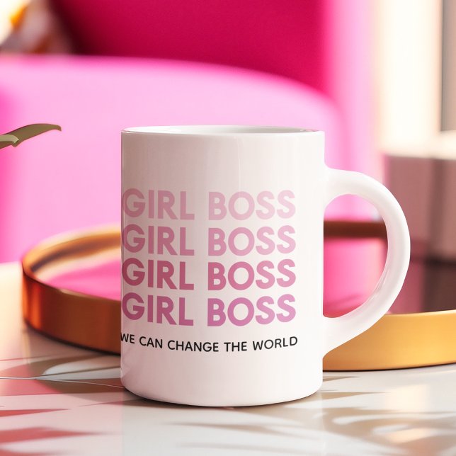 Caneca De Café Em Dois Tons Menina Rosa Moderna Chefe Melhor Presente (Criador carregado)