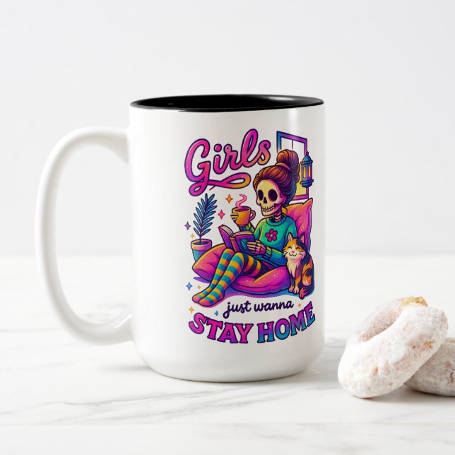 Caneca De Café Em Dois Tons Meninas Só Querem... (Com Donut)