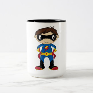 Caneca De Café Em Dois Tons Menino bonito do super-herói