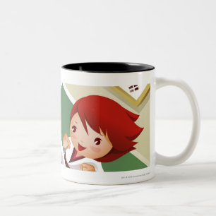 Caneca De Café Em Dois Tons Menino do karaté que guardara de madeira com o