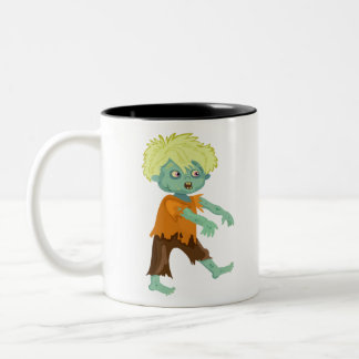 Caneca De Café Em Dois Tons Menino do zombi do Dia das Bruxas