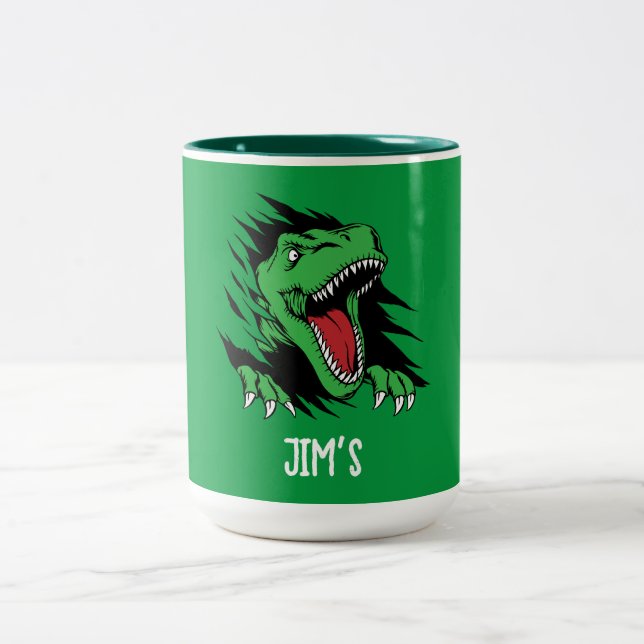 Caneca De Café Em Dois Tons Meninos dinossauros (Centro)