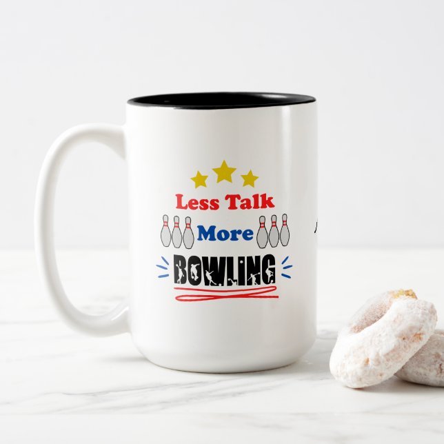 Caneca De Café Em Dois Tons Menos Fale Mais Trendência Engraçada De Boliches (Com Donut)