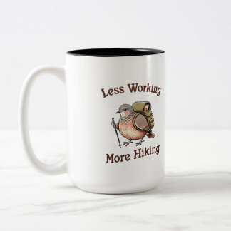 Caneca De Café Em Dois Tons Menos Trabalho Mais Trilha Fun Pássaro Pombo