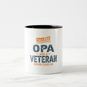 Caneca De Café Em Dois Tons Mens, sou um Pai Opa e Veterano Engraçado
