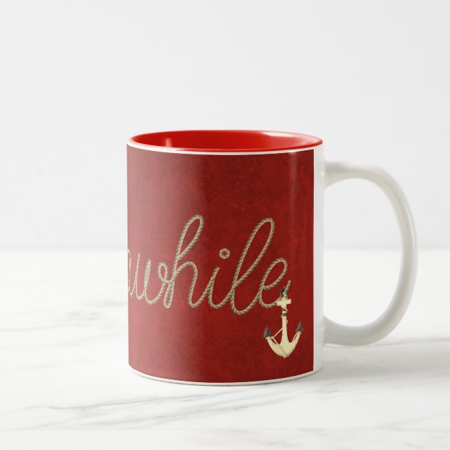 Caneca De Café Em Dois Tons mensagem de texto em vermelho (Direita)