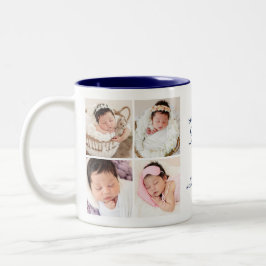 Caneca De Café Em Dois Tons Mensagem e Colagem de Fotos do Feliz Primeiro Dia